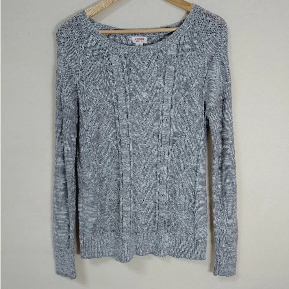 Mossimo Supply Co. Gray Cable Knit Pullover Sweater Women Size M
